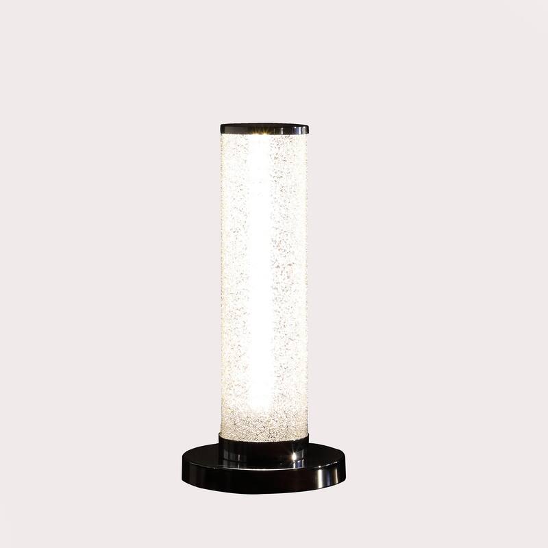 HomeRoots 13” Modern White Sand Crystal And Steel Table Lamp - 6' X '13' X '6