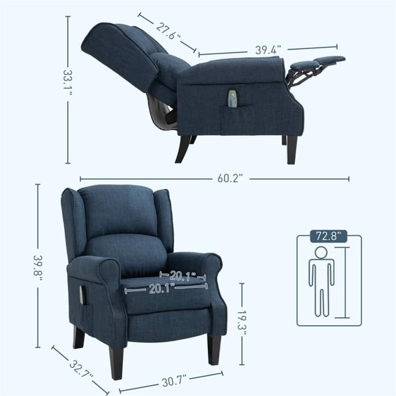 Electric Massage Recliner Chair with Lumbar Heat, Vibrating Back & Footrest