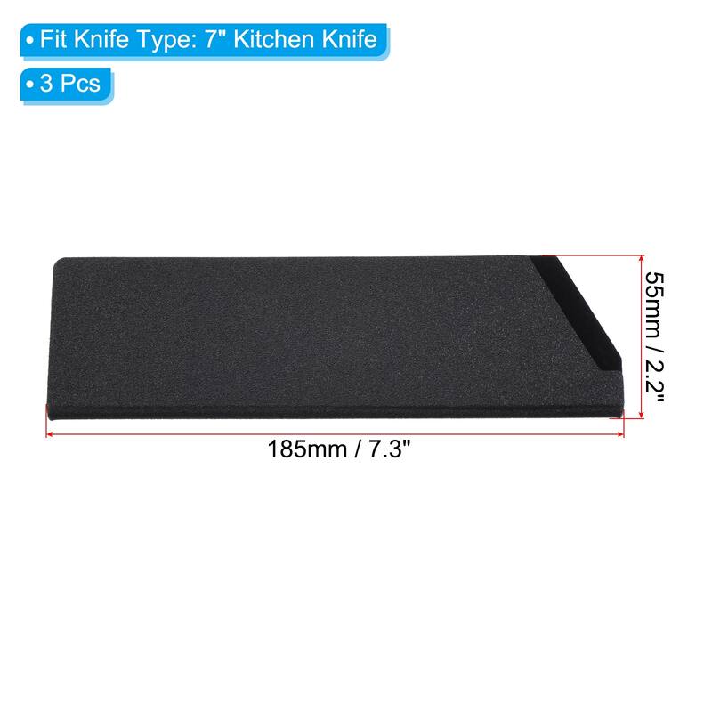 ABS Kitchen Knife Sheath Cover Sleeves for Chef Knife, Black - 7 inch, 3Pcs