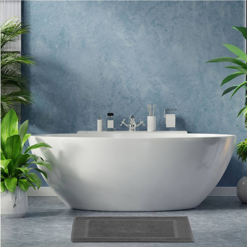 White Classic Luxury Cotton Bath Mat 22x34 Set of 2
