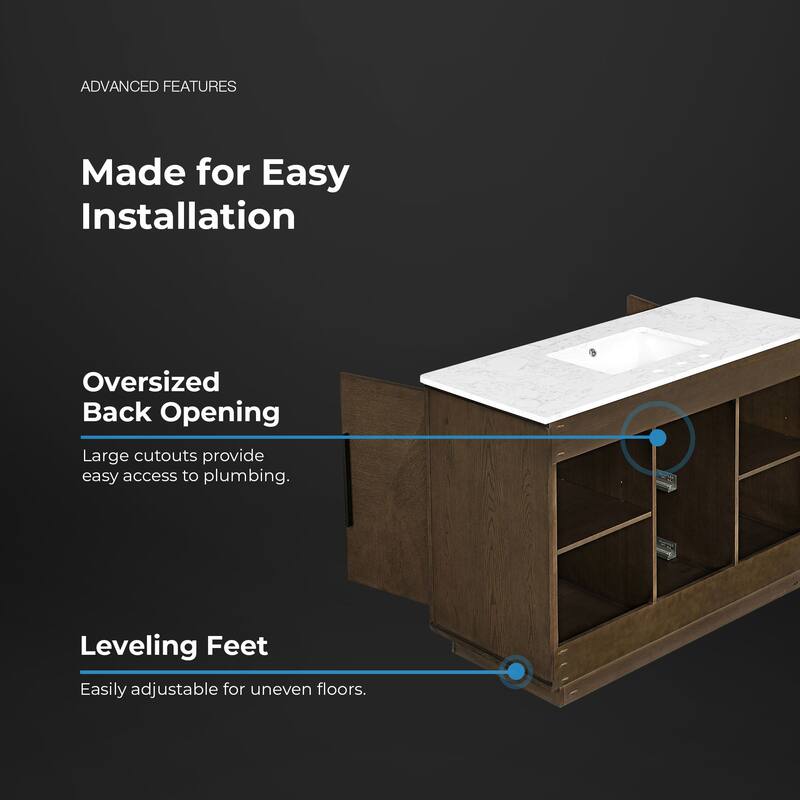 OVE Hale Aged Oak Bathroom Vanity with Engineered Marble Top