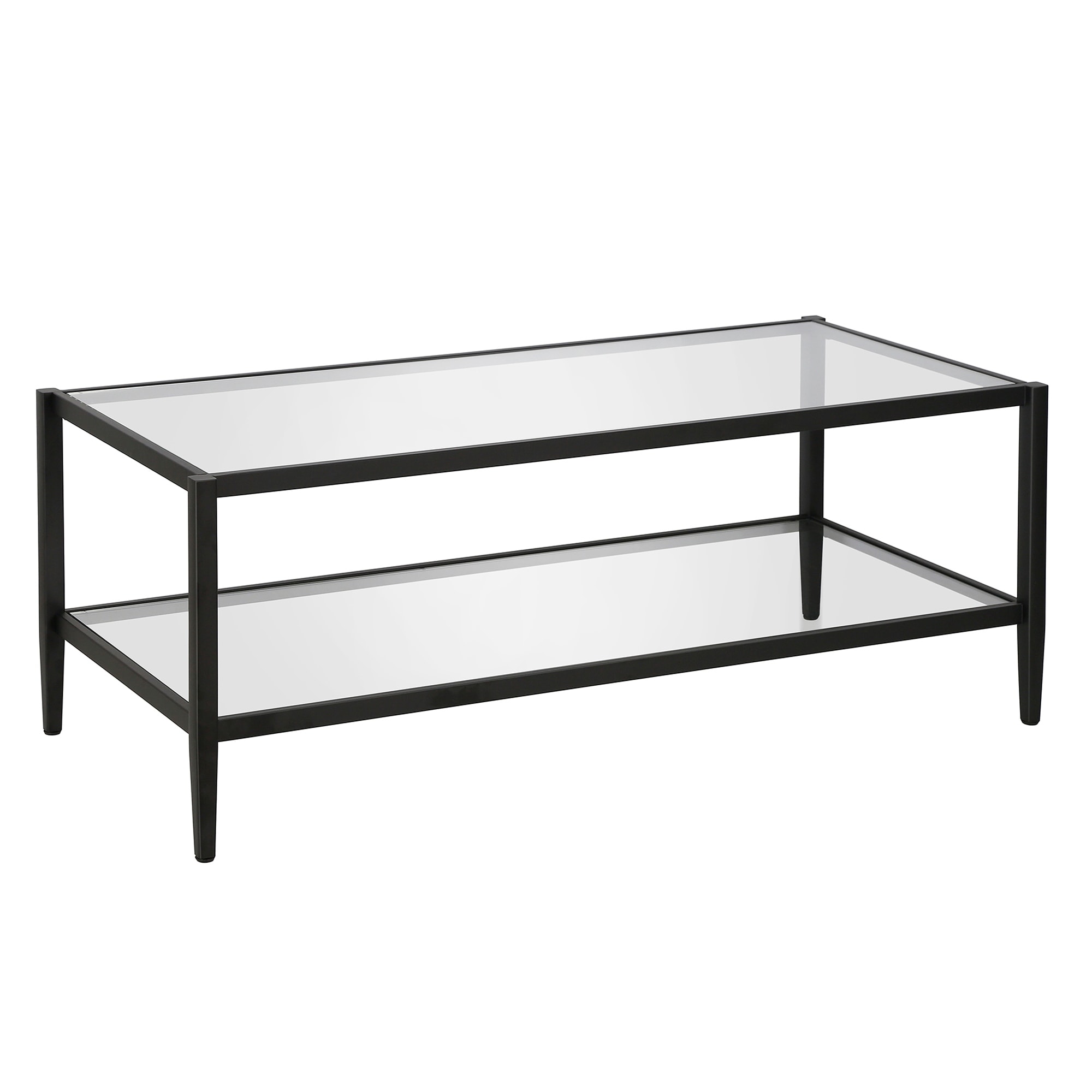 Hera 45" Wide Rectangular Coffee Table with Glass Shelf