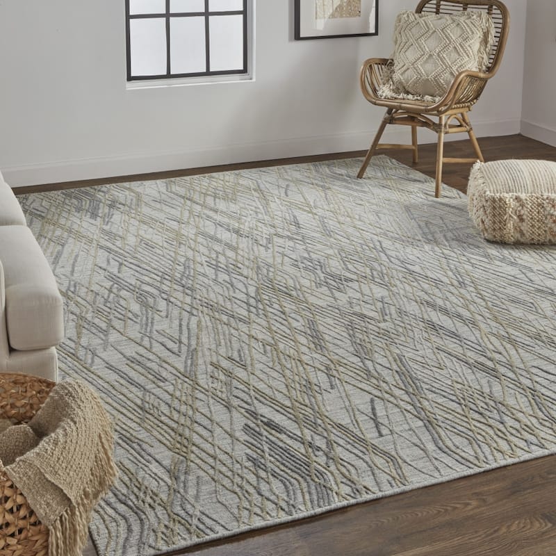 Sone Abstract Modern Woven Durable Area Rug By HomeRoots - 2' x 3'