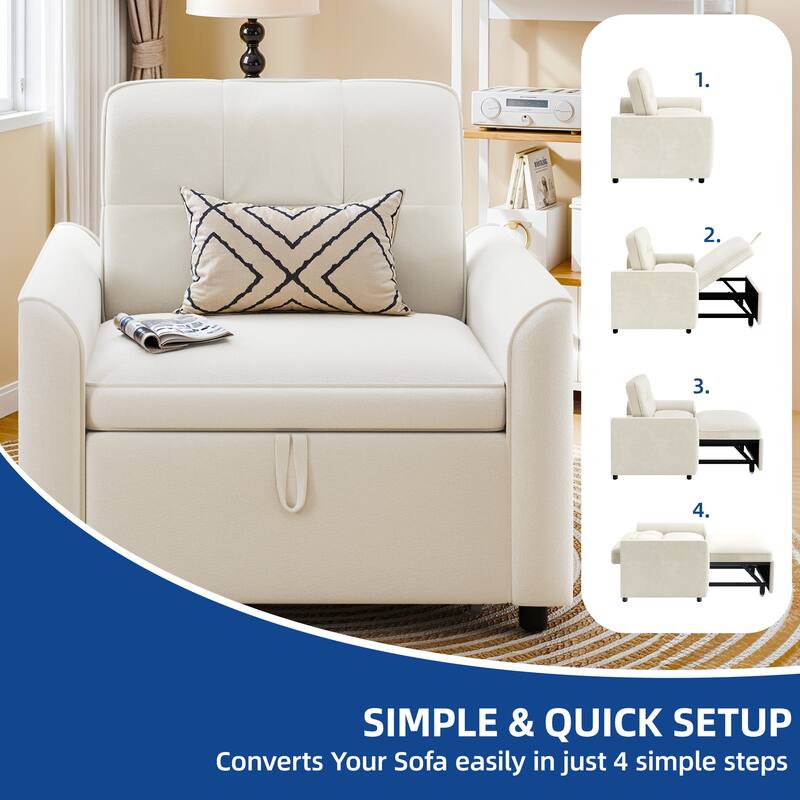 Moasis 3-in-1 Adjustable Sleeper Sofa Bed, Pull Out Chair Sofa for Living Room