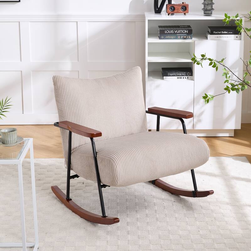 Rocking Accent Chair with Metal Frame - Beige