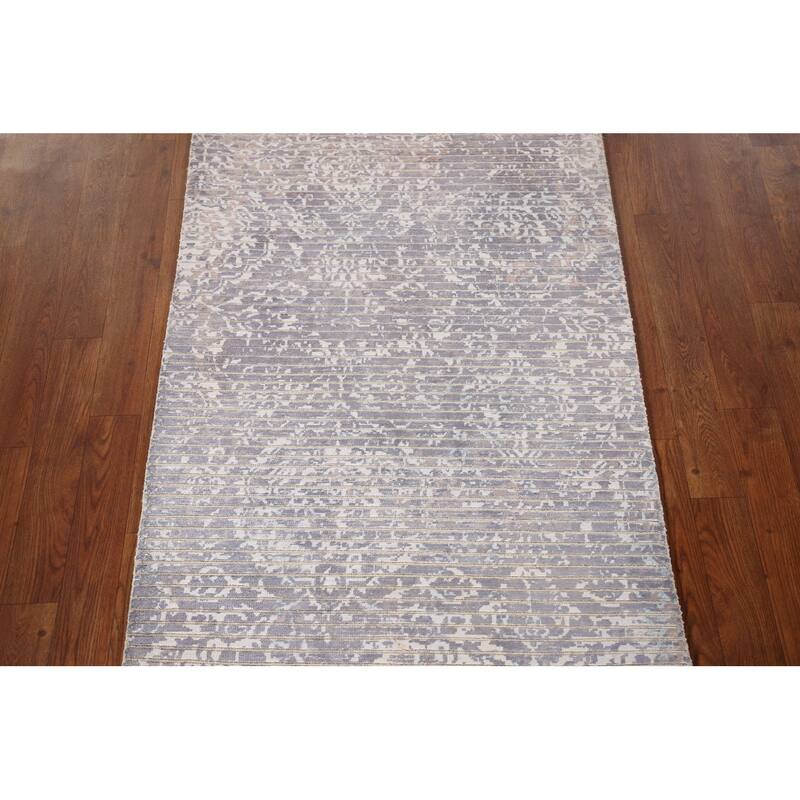 All-Over Striped Abstract Modern Accent Rug Hand-Knotted Wool Carpet - 2'8" x 5'0"