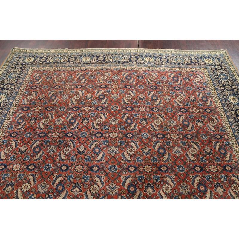 Pre-1900 Vegetable Dye Sultanabad Persian Wool Area Rug Hand-knotted - 9'3" x 12'5"