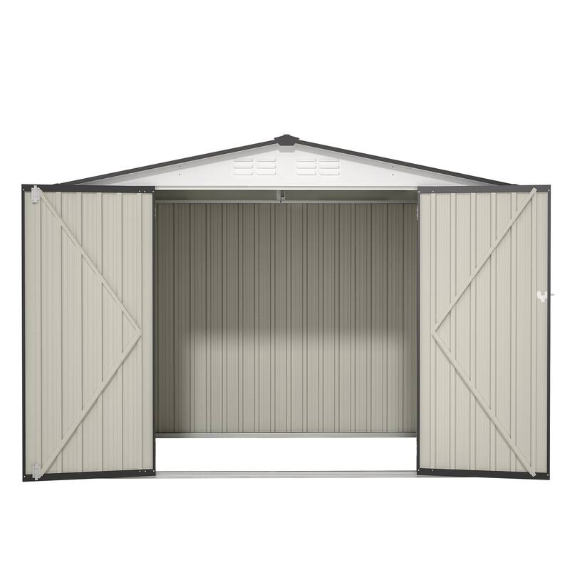 GDFStudio - Eleanor Spacious Outdoor All-Weather Metal Storage Shed with Secure Double Doors - 8 x 6 ft