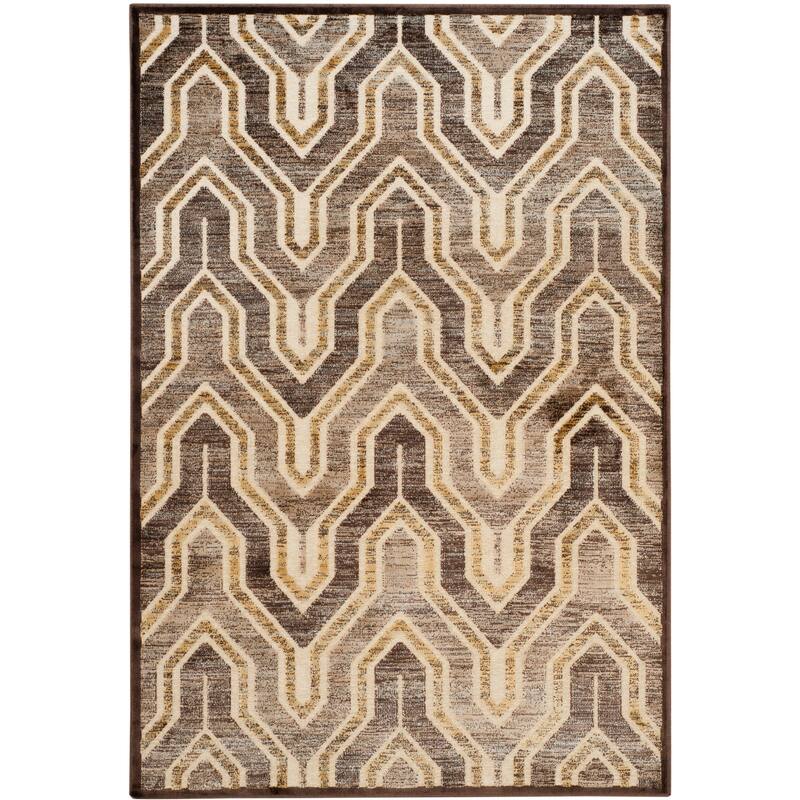 SAFAVIEH Paradise Flavie Modern Viscose Rug - 4' x 5'7" - Creme/Brown