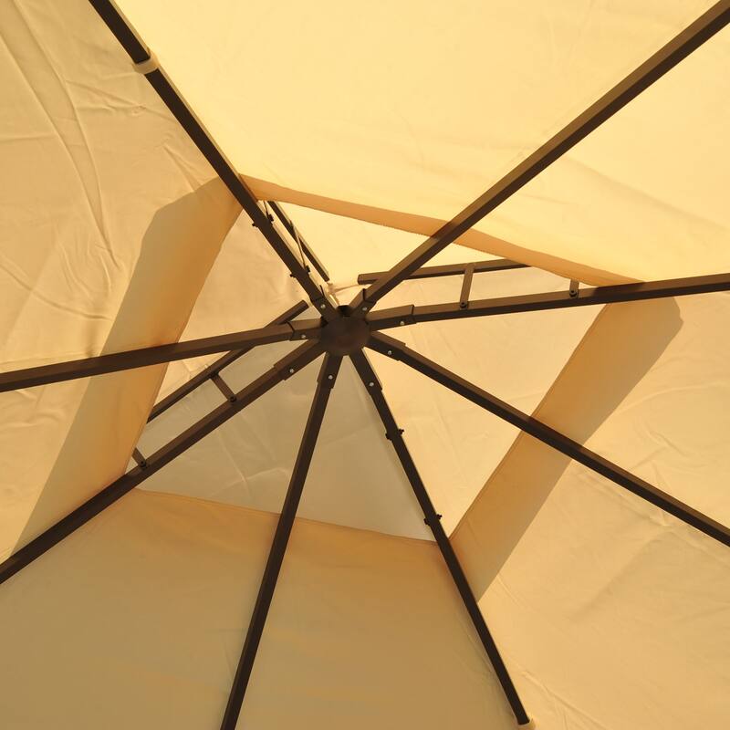 10' x 10' Steel Outdoor Patio Gazebo with Polyester Privacy Curtains