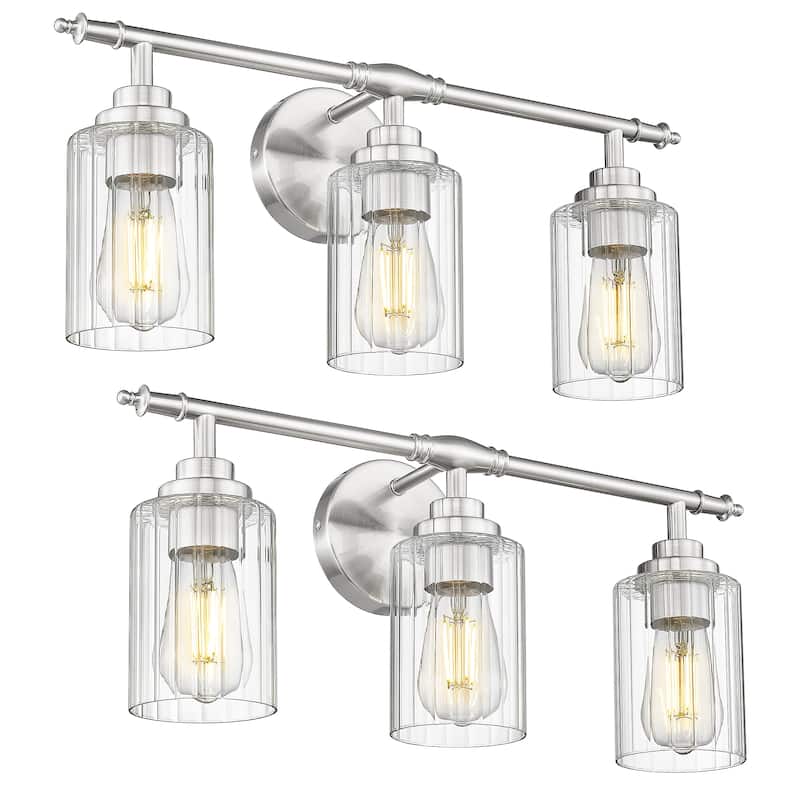 3-Light Brushed Nickel Bathroom Vanity Light
