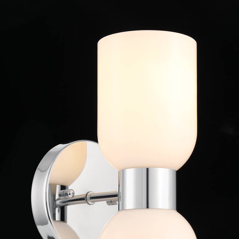 Shuman 2-light Mid-century Modern White Gold Wall Sconce with UL