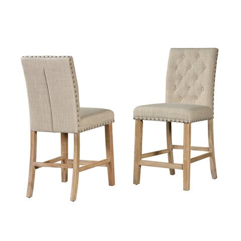 Best Quality Furniture 24" Tufted Linen Counter Height Dining Chair