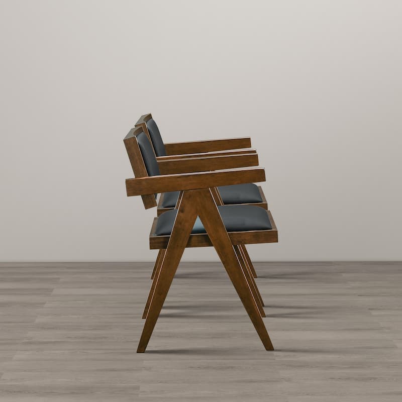 Sandy Contemporary Dining Chairs in Black Vegan Leather ( Set of 2)