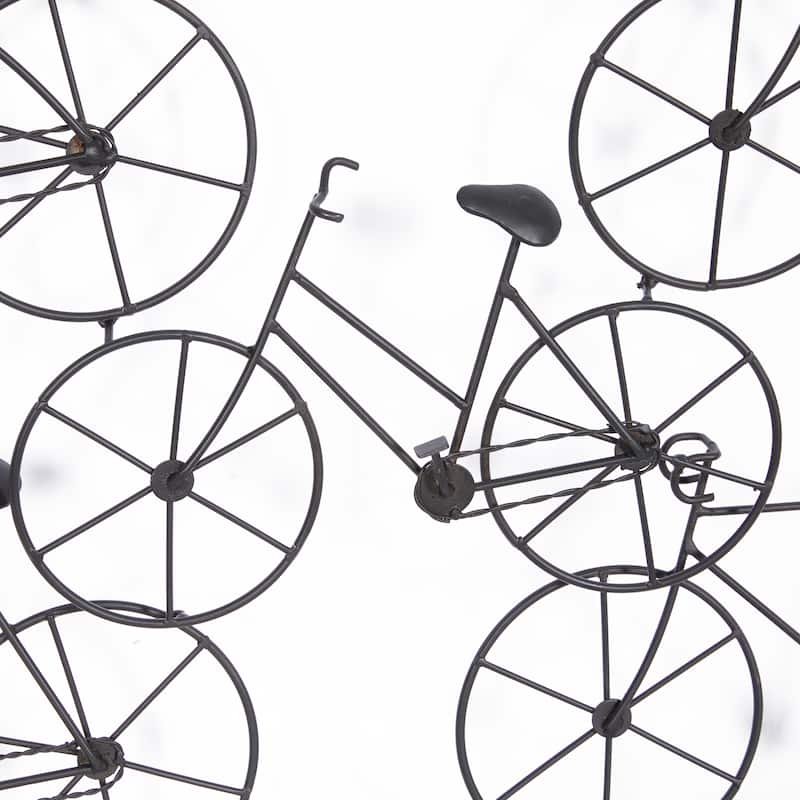 Black Metal Stacked Bike Home Wall Decor with Black Frame