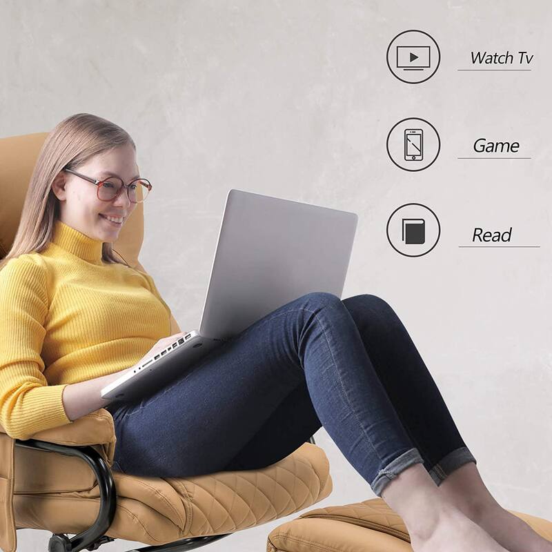 MCombo Faux Leather Swivel Massage Recliner with ottoman