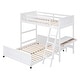 preview thumbnail 31 of 34, Space-Saving Twin Over Full Bunk Bed with Desk and Drawers - Solid Pine, White/Grey