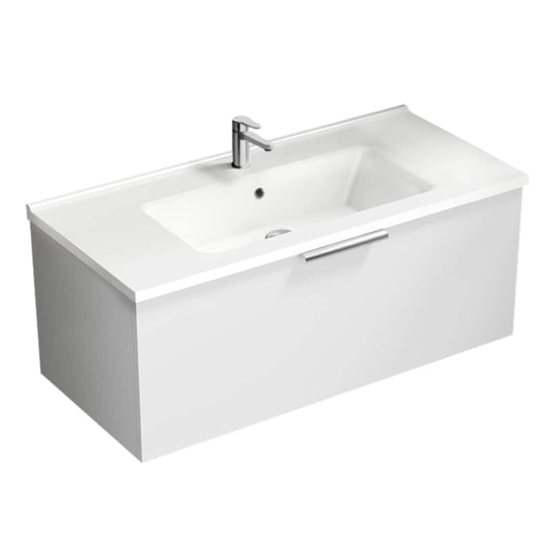 Nameeks Bodrum-3918-W Bodrum 40" Wall Mounted Single Basin Vanity Set - Gloss White / Chrome - Painted