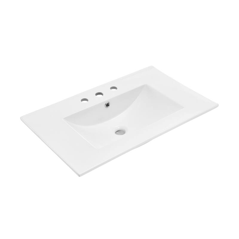 30" Vanity Top Bathroom Sink With 3 Holes