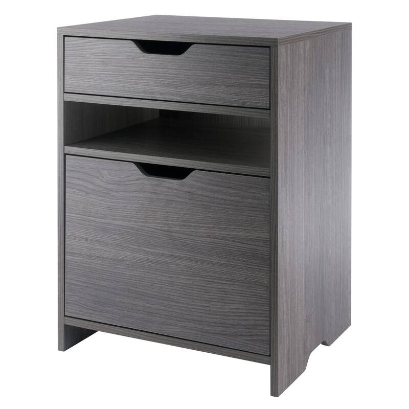 File Cabinet with Open Shelf and Drawer - 26.25" - Gray