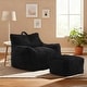 preview thumbnail 11 of 23, Plush Cloud-Like Bean Bag Chair & Ottoman Set - Soft Microsuede Lounger for Living Room/Playroom Black