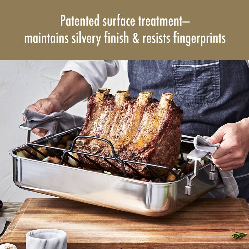 Demeyere Industry 5-Ply Stainless Steel 15.7 X 13.3-inch Roasting Pan - 15.7" x 13.3"