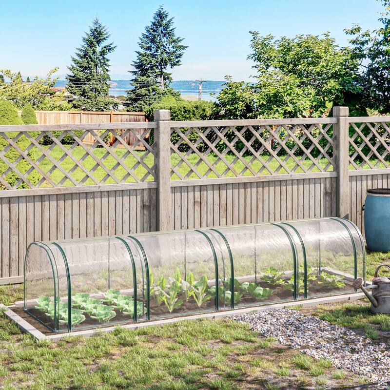 Portable Tunneled Greenhouse with 4 Zippered Doors - Plastic/Steel - Portable