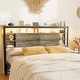 preview thumbnail 34 of 82, Headboards with Storage Shelves, Head Board with Power Outlet and LED Light for Bed Frame Grey Oak - Queen