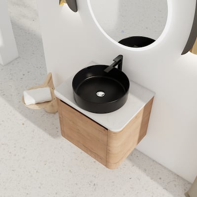 Wall-Mounted Bathroom Vanity With Ceramic Art Sink