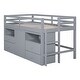 preview thumbnail 13 of 11, Twin Size Low Loft Bed with 4 Storage Drawers, Underneath Cabinet and Shelves, Wooden Bedframe with Ladder for Kids, Gray