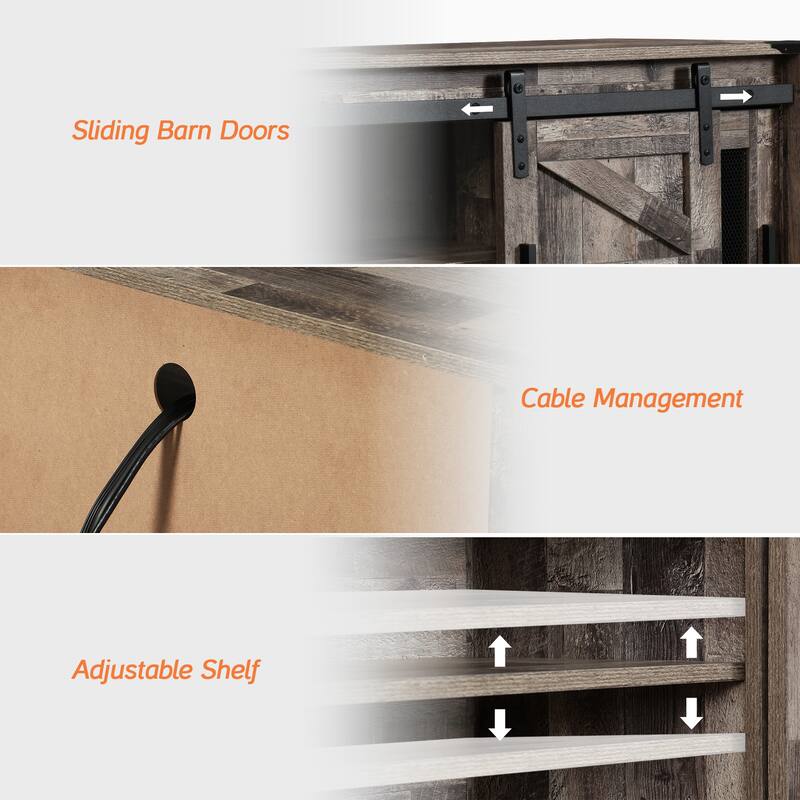 Sliding Barn Door TV Stand Cabinet, Entertainment Center for 75" TV