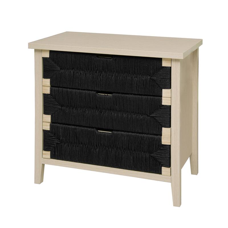 GDFStudio - Modern Woven Rope Drawer Buffet Sideboard with Adjustable Shelves