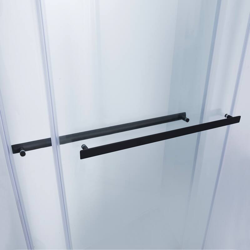 Spezia 56"W x 76"H Sliding Frameless Shower Enclosure in Matt Black