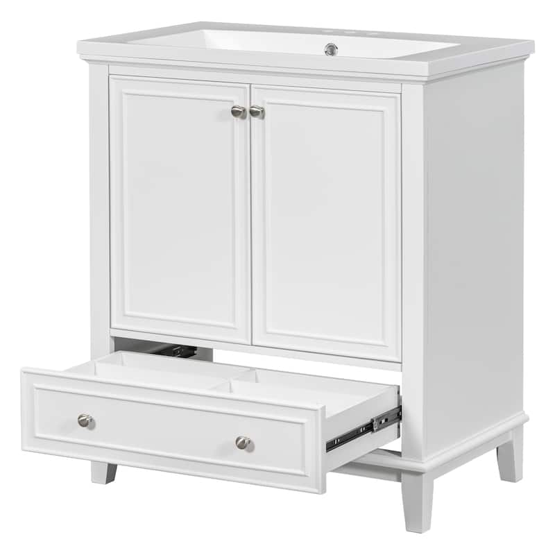 Roomfitters 30" Bathroom Vanity with Sink Combo, Multi-Functional Cabinet with Doors and Drawer, Solid Frame, MDF