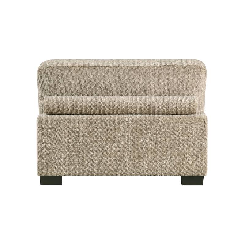 Liny Armless Chair, 1 Pillow, Brown Microfiber, Black Solid Wood