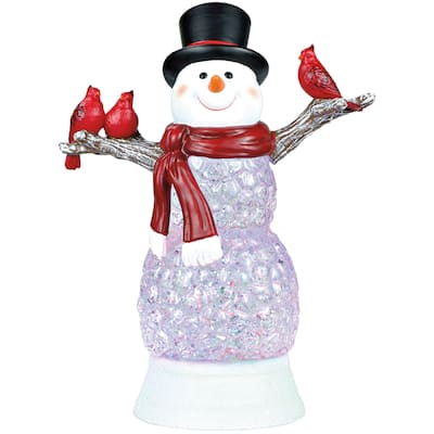 11" LED Snowman and Cardinal