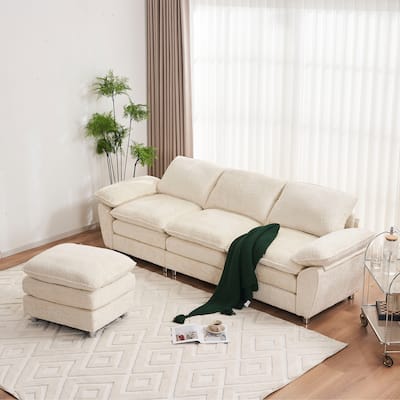 3-Seat Sofa with Ottoman Upholstered Sleeper Loveseat Sofa