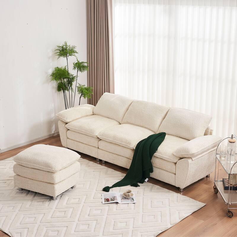 Modern Upholstered Polyester Sleeper Sofa with Ottoman