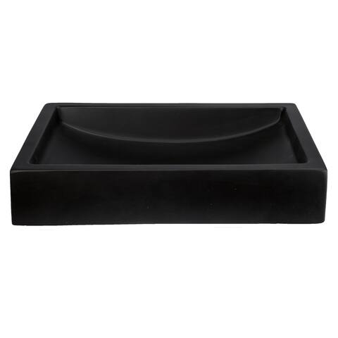 Eden Bath Shallow Wave Concrete Rectangular Vessel Sink - Charcoal