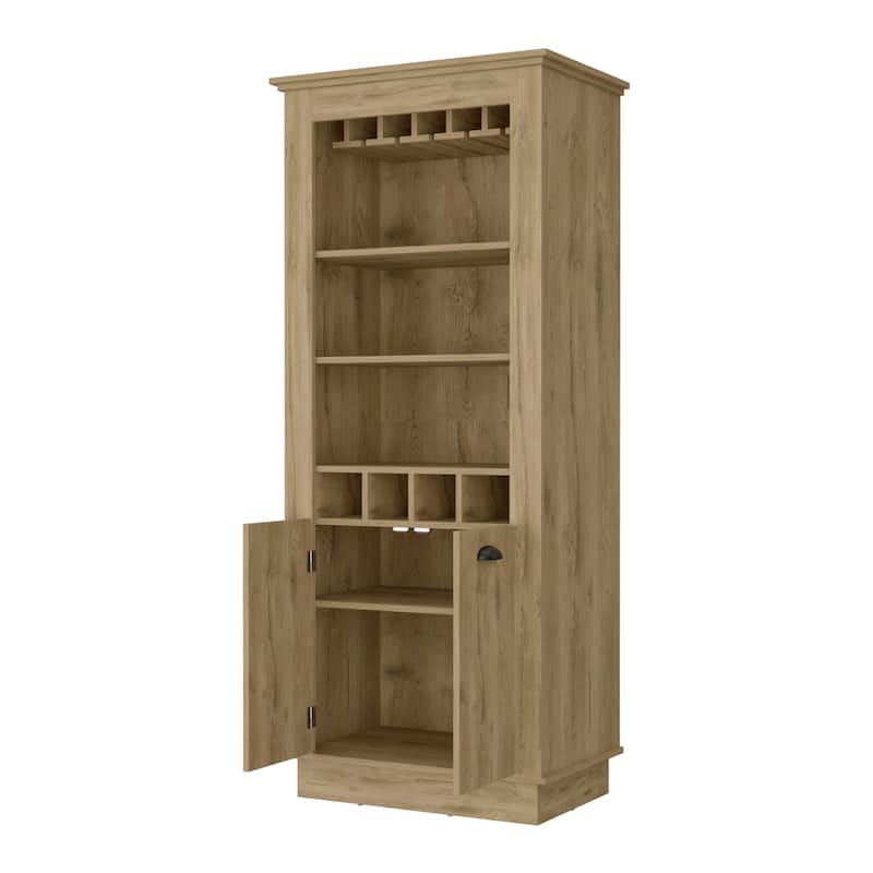 HomeRoots 70" Brown Bar Cabinet With Wine Storage