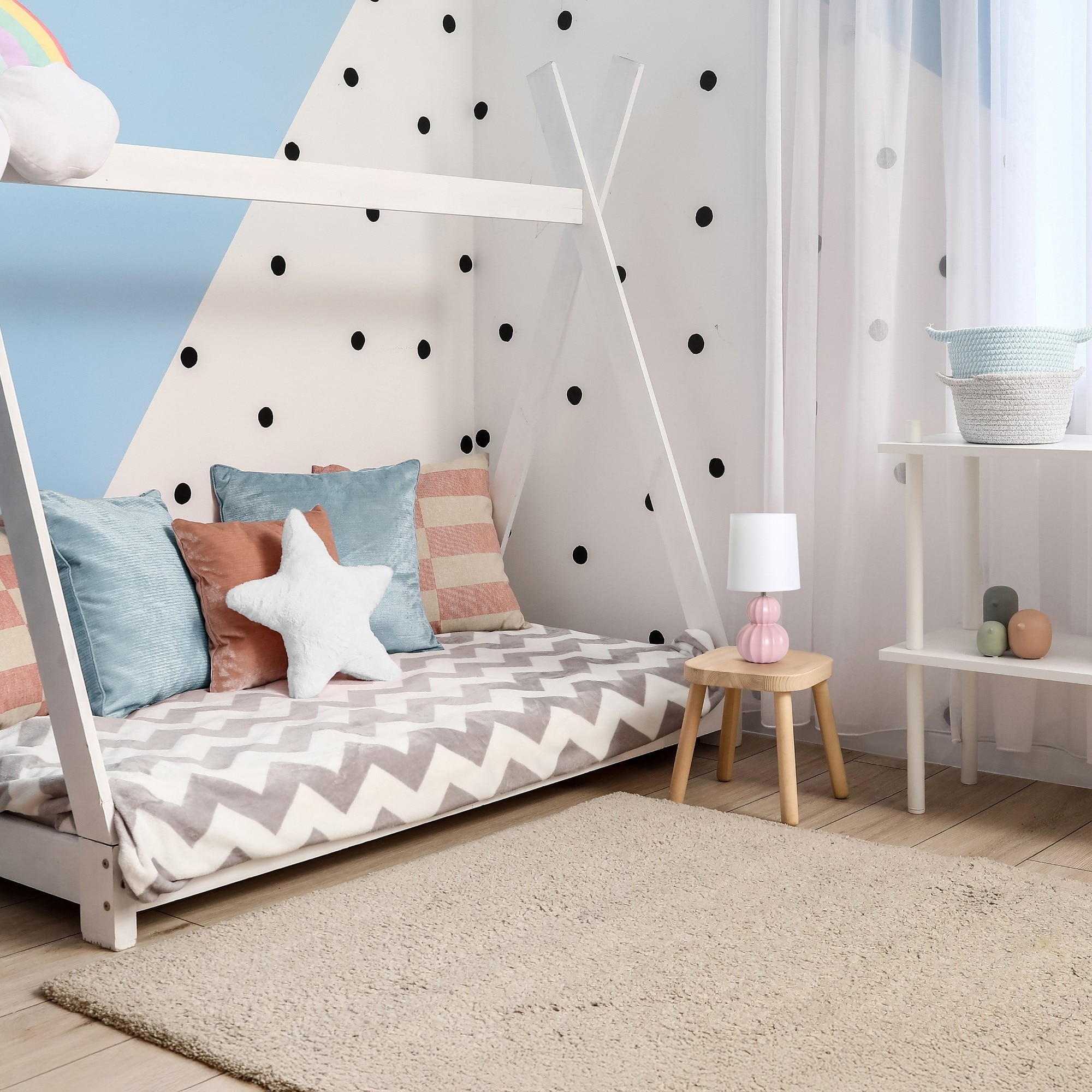 Stacked Double Gourd Ceramic Table Lamp with Tapered Shade - 12.5