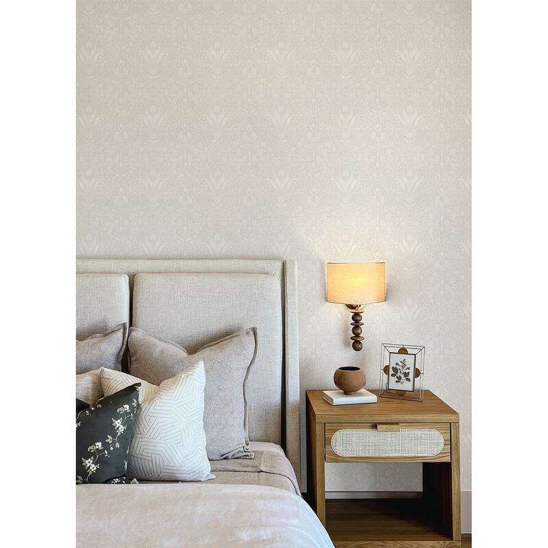 A-Street Prints Mara Light Grey Tulip Ogee Wallpaper