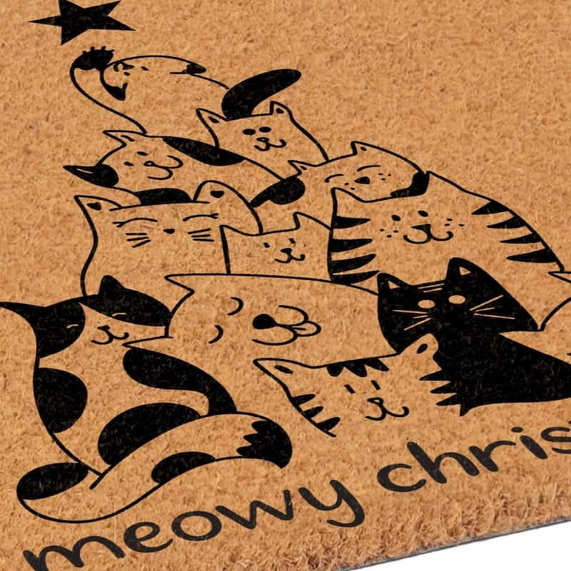 HomeRoots 17" X 29" Brown And Black Christmas Outdoor Coir Door Mat - 17.00' X '29.00