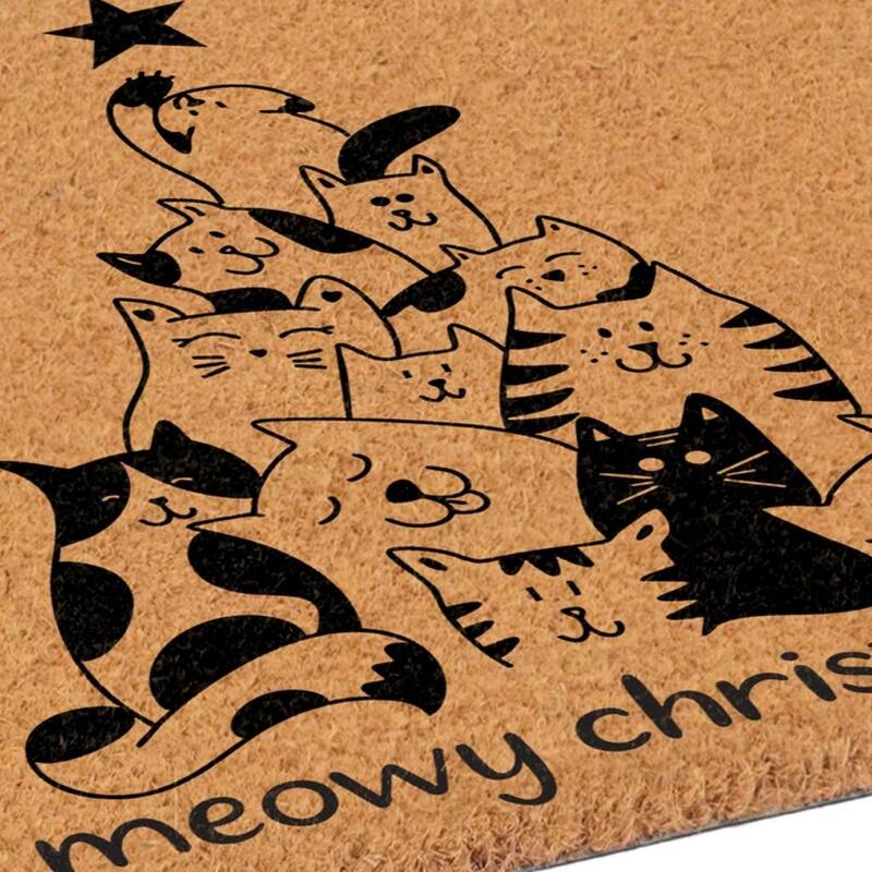 HomeRoots 24" X 36" Brown And Black Christmas Outdoor Coir Door Mat - 24.00' X '36.00