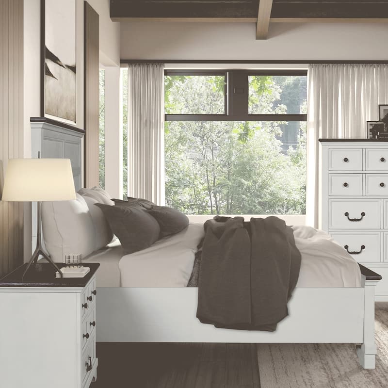 Furniture of America Eryndor Modern White Solid Wood Platform Bed