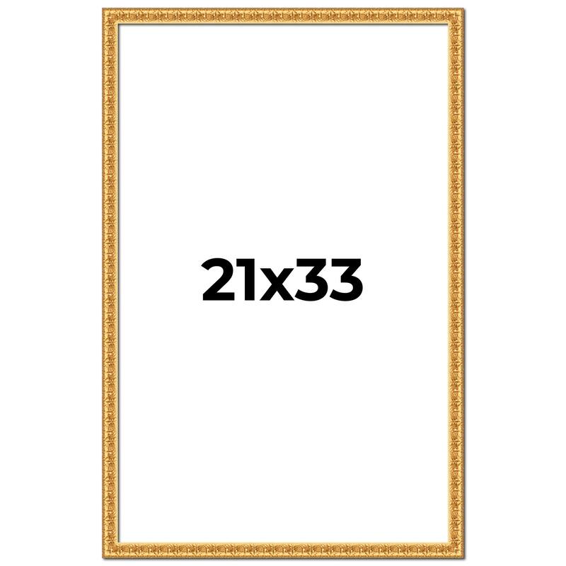 21x33 Frame Gold Real Wood Picture Frame Width 1 inches | Interior