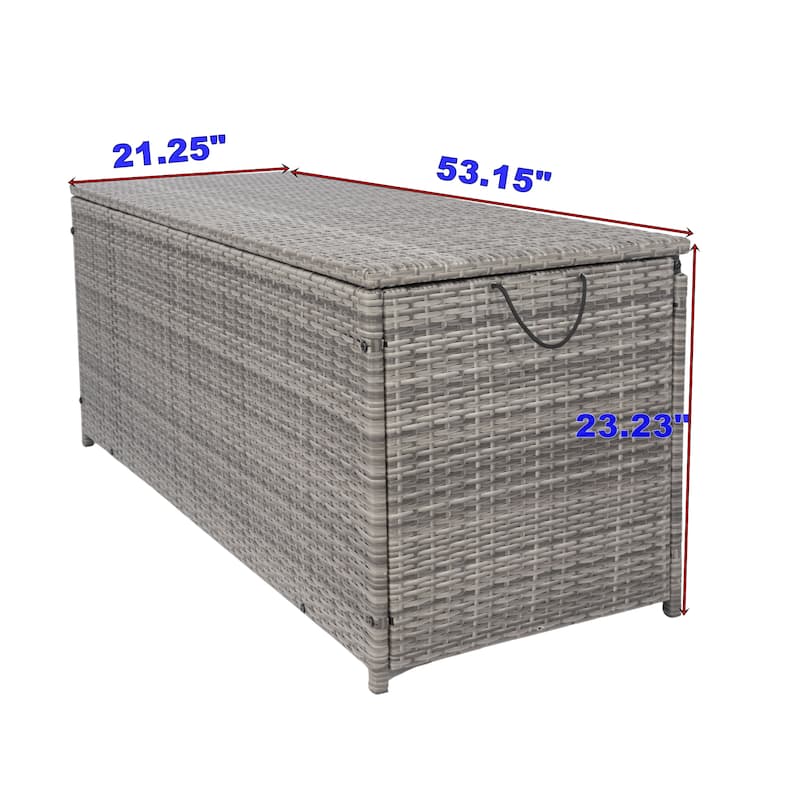 Rattan Storage Container with Lid Waterproof Liner Outdoor Storage Box with Glide Hinges for