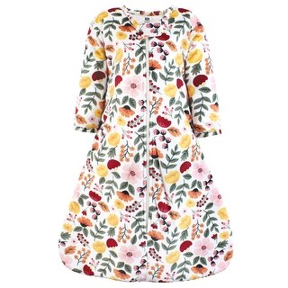 Hudson Baby Girls Long Sleeve Plush Faux Fur Sleeping Bag, Wearable Blanket, Fall Botanical