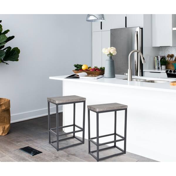 Zenvida 24 Counter Height Bar Stools Set Of 2 Backless Industrial Modern Kitchen Island Chairs Overstock 32225717