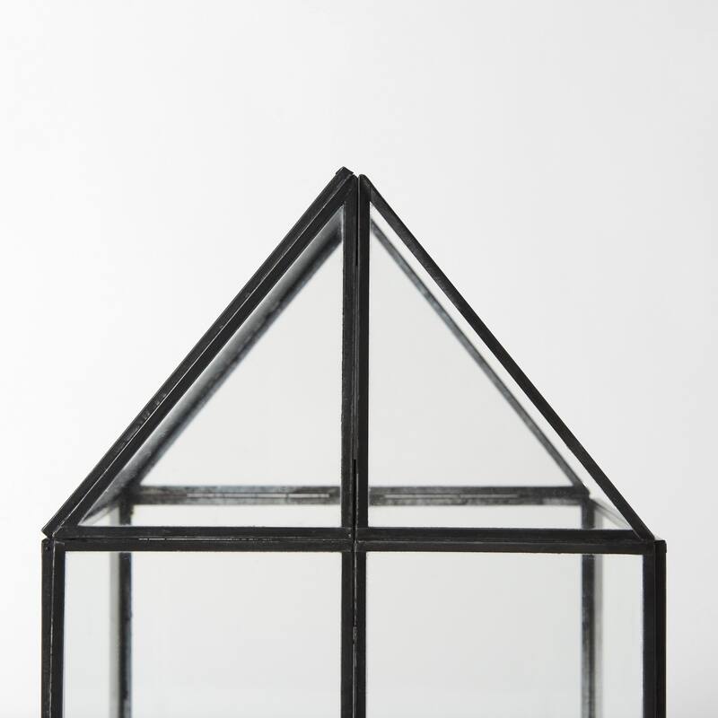 HomeRoots Clear Glass and Metal Terrarium Box